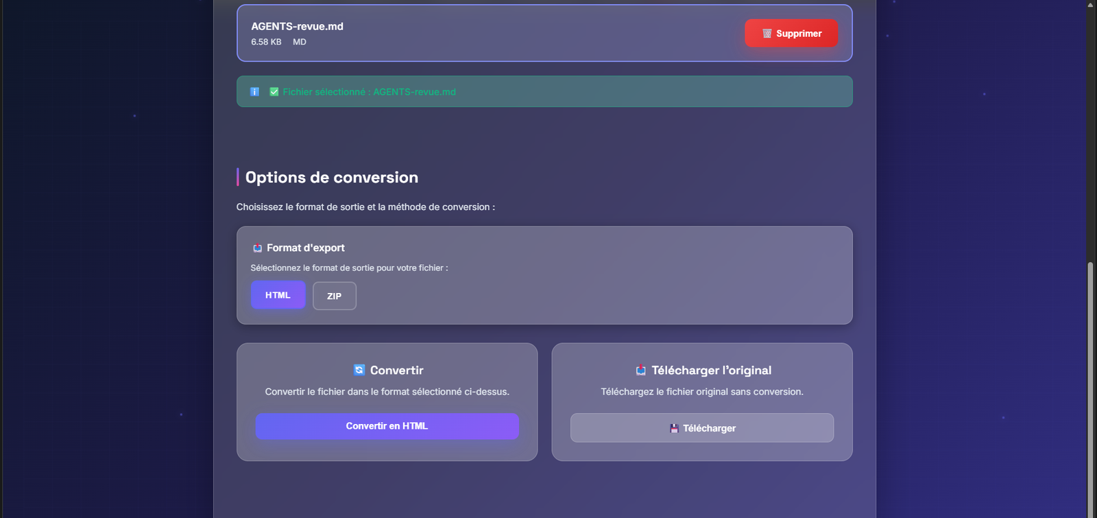 ConvertAll : choix du format d’export