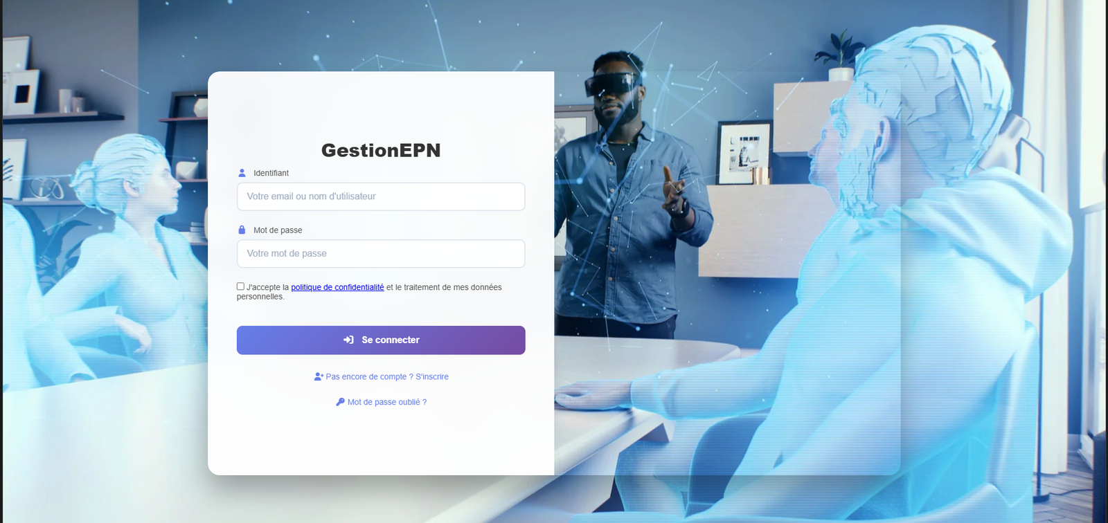 GestionEPN : formulaire de connexion