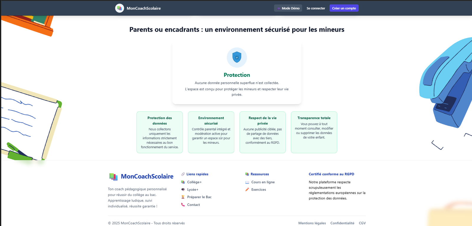 MonCoachScolaire : espace parents et protection des données